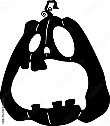 Hand drawn halloween pumpkin ghost silhouette doodle illustration