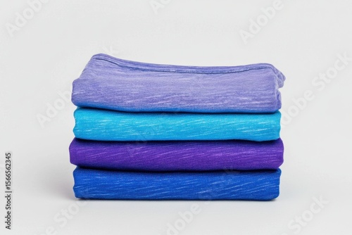 Stack of Soft Fabric in Shades of Purple and Blue for Cozy Home Décor or Fashion Use in Textiles or Apparel