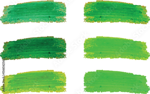 shades of green colors abstract textured brush strokes set