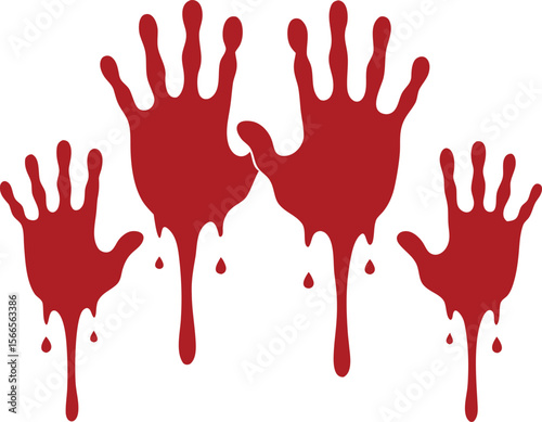 Blood splashes set drops of red liquid design element for