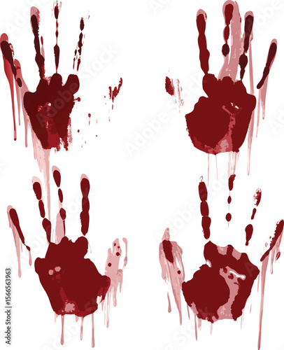 Blood splashes set drops of red liquid design element for