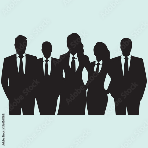 Silhouette icon of corporate professionals standing together