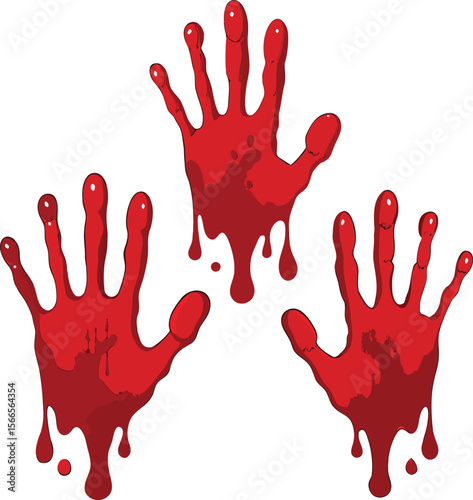 Blood splashes set drops of red liquid design element for