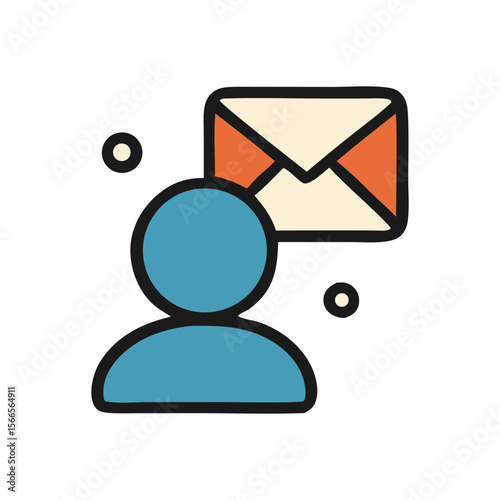 A simple illustration of a person with an envelope, representing communication.