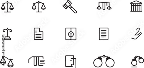 Law Document and Gavel Icon Collection

