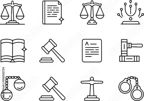 Law Document and Gavel Icon Collection

