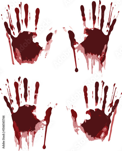 Blood splashes set drops of red liquid design element for