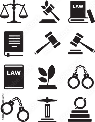 Judge Gavel and Law Book Icons

