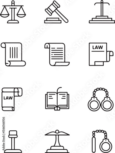 Judge Gavel and Law Book Icons


