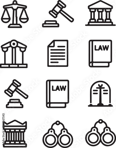 Law and Justice Icon Vector Set


