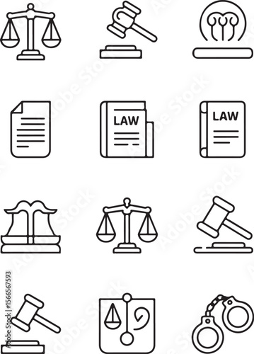 Law and Justice Icon Vector Set

