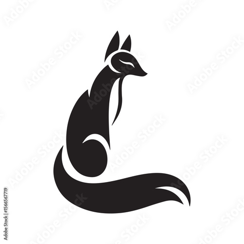 Fox Silhouette Icon Vector Sitting Wildlife Design