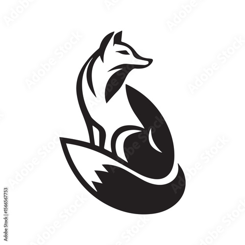 Fox Silhouette Icon Vector Sitting Wildlife Design