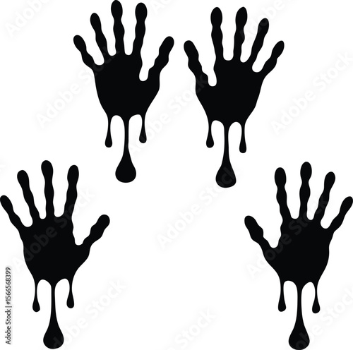 Blood splashes set drops of red liquid design element for