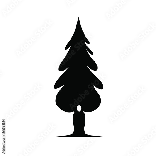 Stylized Evergreen Tree Silhouette Simple Vector Illustration