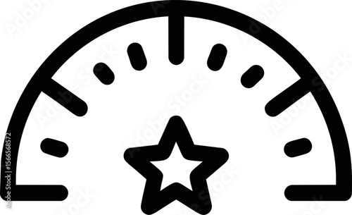 Star in the center of a semi-circular gauge icon for performance rating
