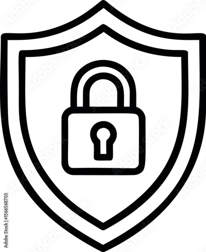 Black and white shield with lock icon symbolizing security concept