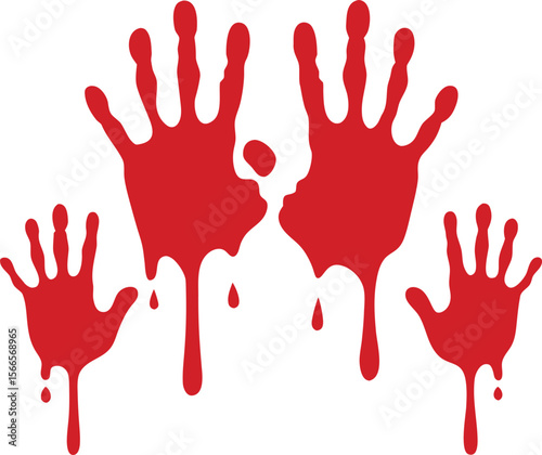 Blood splashes set drops of red liquid design element for