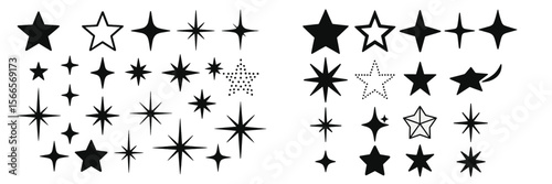 Collection of star shapes in various designs and sizes for creative projects and artistic expressions