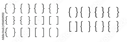 Different types of brackets arranged in a structured pattern