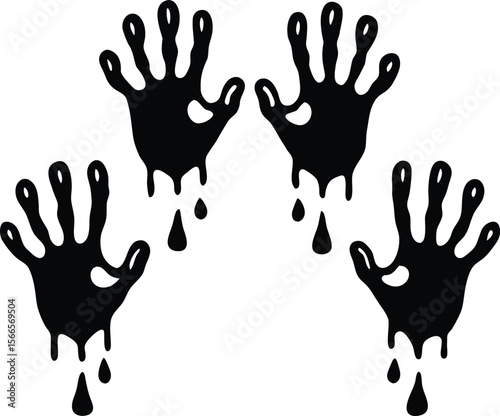 Blood splashes set drops of red liquid design element for
