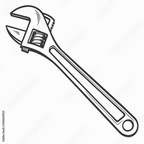 Adjustable Spanner  Vector Tools for Repair, Maintenance, and Pipework Design