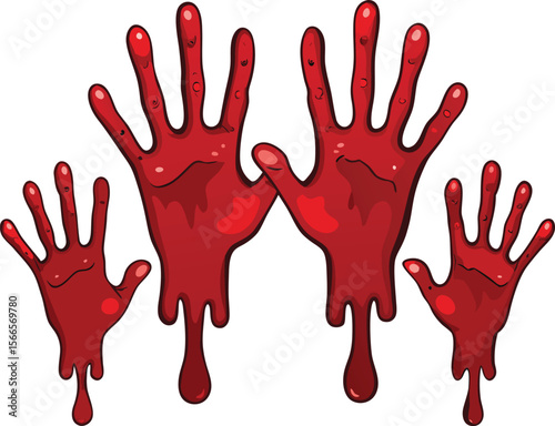 Blood splashes set drops of red liquid design element for