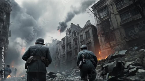Wallpaper Mural Soldiers in a city war scene. Cinematic 4k Torontodigital.ca