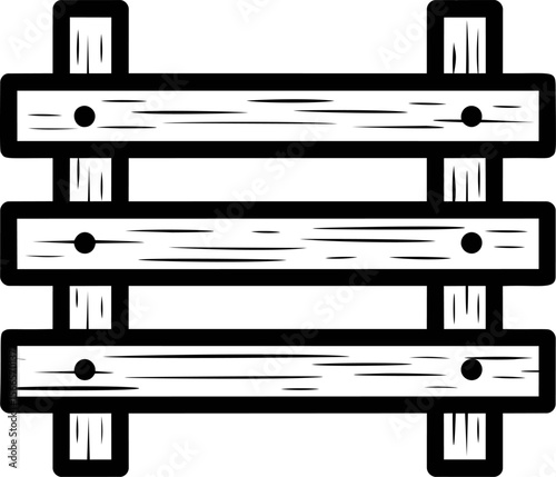 Illustration of a wooden fence with three horizontal planks and bold outlines