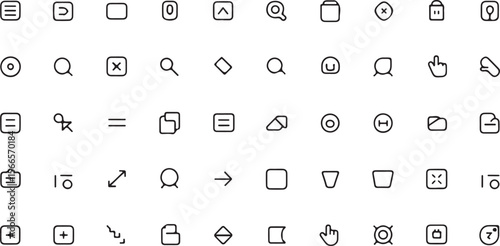 Collection of versatile basic user interface icons for digital design applications