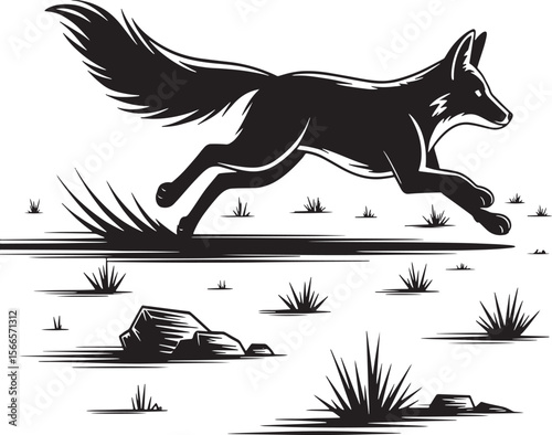 Crescent Moon and Wolf Howl Design – Nature-Themed Silhouette"
