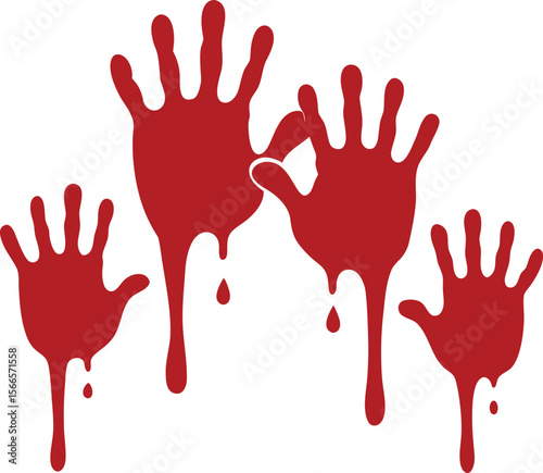 Blood splashes set drops of red liquid design element for