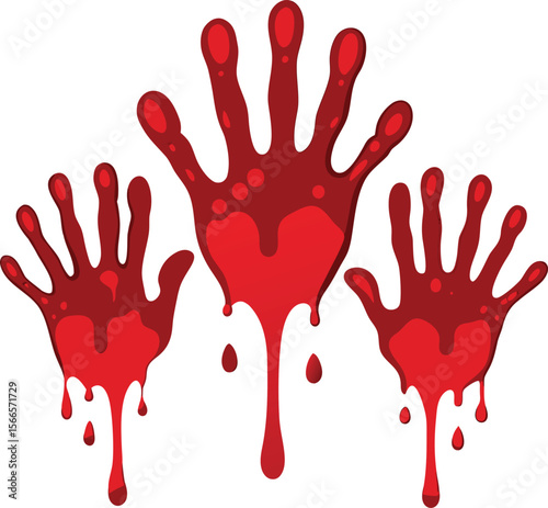 Blood splashes set drops of red liquid design element for