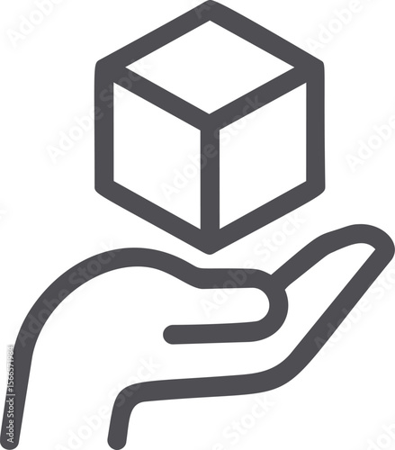 Hand with cube icon depicting support and deliver concept