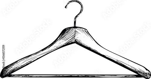 Sketch of a wooden clothes hanger with detailed shading