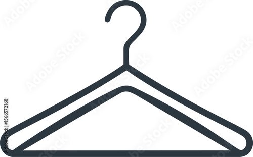 Simple black outline of a clothes hanger, minimalist icon