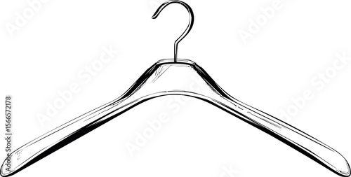 Simple black and white illustration of a wooden coat hanger