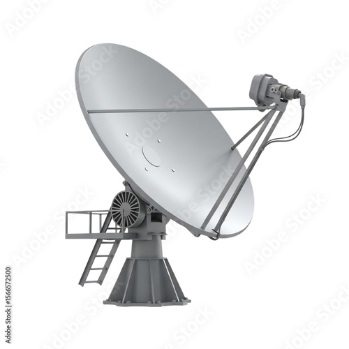 Gray Satellite Dish on White Background