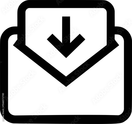 Envelope icon with downward arrow for download or email concept
