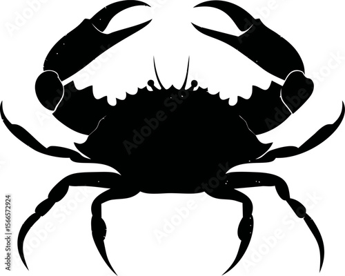 Black silhouette of a crab with claws raised in a defensive position