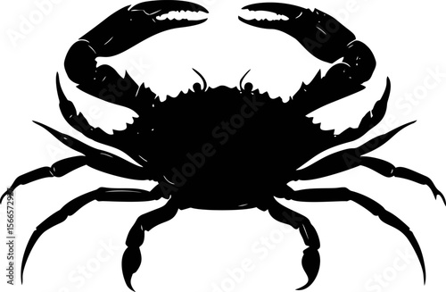 Silhouette of a black crab with detailed claws