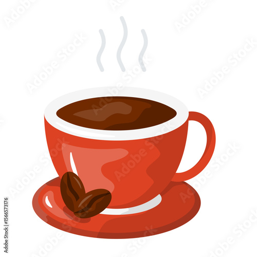 Coffee cup. cup, mug, beverage, drink, hot, espresso, caffeine. Vector Icon Illustration