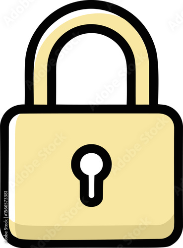 Yellow and black padlock illustration, security symbol concept