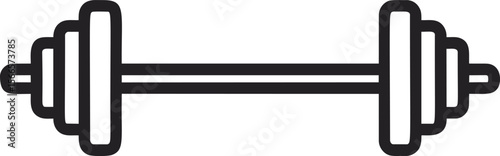 Black and white illustration of a barbell with weight plates, fitness icon