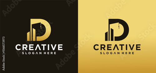 logo alphabet house construction and building concept initials , modern building construction.