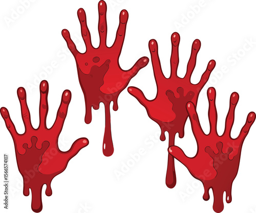 Blood splashes set drops of red liquid design element for