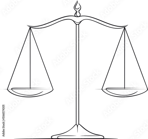 Black and white illustration of a balance scale symbolizing justice