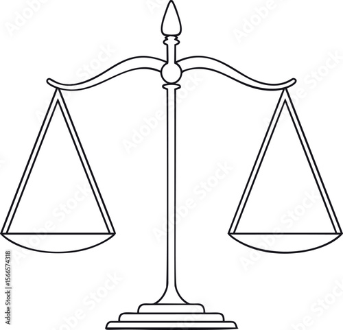 Scales of justice illustration in black and white, symbolizing fairness