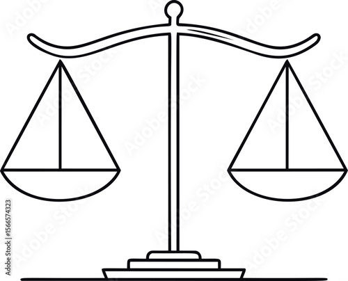 Outline illustration of an unbalanced scale symbolizing justice concepts