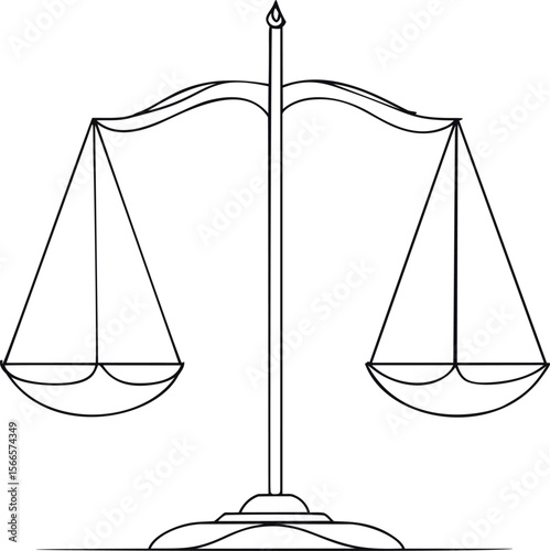 Black and white illustration of balance scales symbolizing justice concept